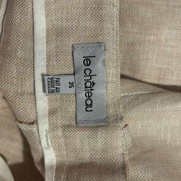 LE CHATEAU Sz 35 Pants 100% Linen Straight Leg Zipper Pockets Unlined Trousers - Picture 6 of 8